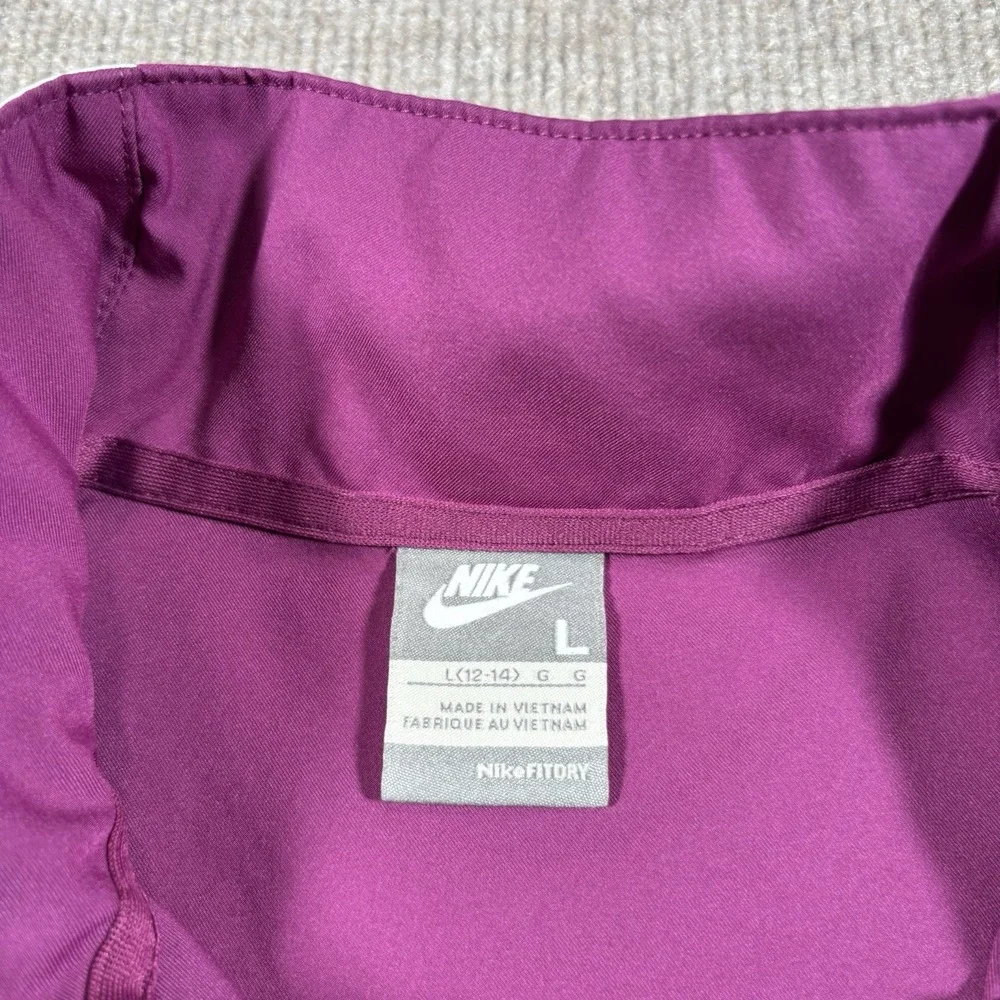 Vintage Nike Jacket Womens L Full Zip Purple Nike Fit Dry Lightweight‎ Logo Y2K